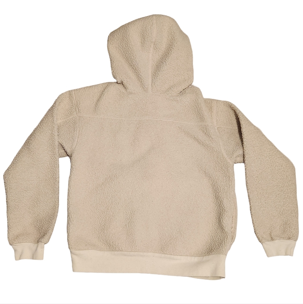 The North Face Bleached Sand Sherpa Hoodie - Soft Gorpcore Teddy Pullover Sz S - Picture 2 of 9